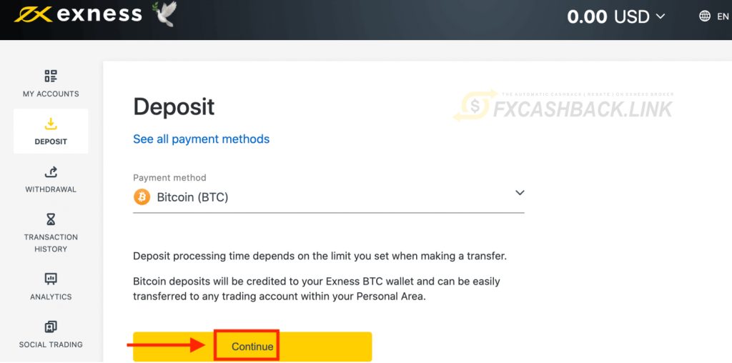 How to deposit exness using Bitcoin